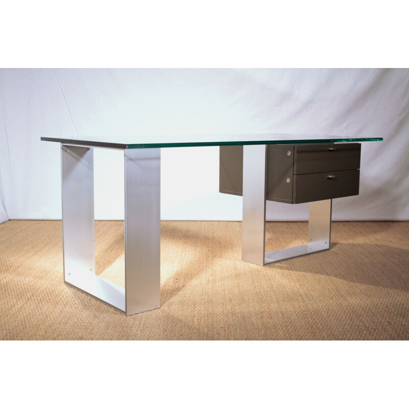 Behr International desk in glass and steel - 1960s