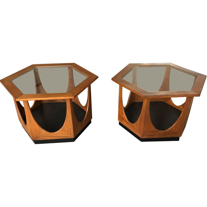 Pair of vintage hexagonal coffee tables by Victor Wilkens for G-plan