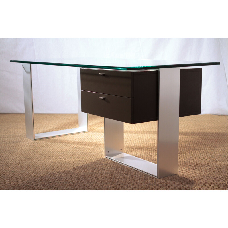 Behr International desk in glass and steel - 1960s