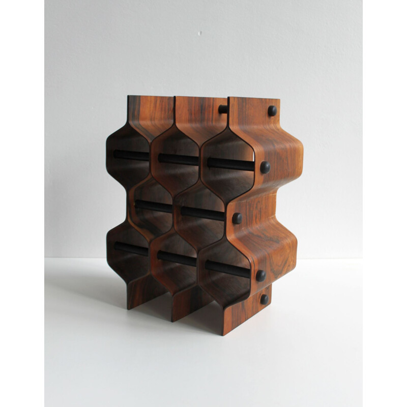 Vintage rosewood bottle holder by Thorsten Johansson for AB Formtra 1960s