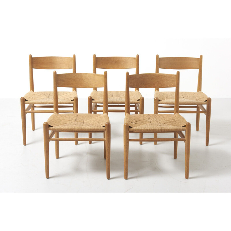 Lot de 5 chaises vintage de Hans J. Wegner pour Carl Hansen & Son Denmark 1960