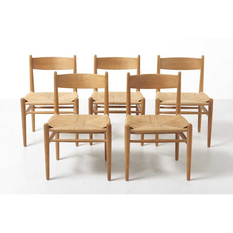 Set of 5 vintage Dining Chairs by Hans J. Wegner for Carl Hansen & Son Denmark 1960s