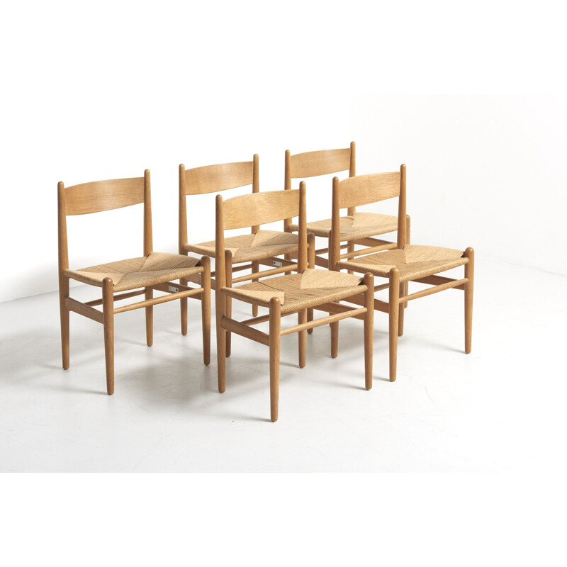Set of 5 vintage Dining Chairs by Hans J. Wegner for Carl Hansen & Son Denmark 1960s