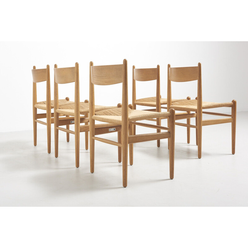 Set of 5 vintage Dining Chairs by Hans J. Wegner for Carl Hansen & Son Denmark 1960s