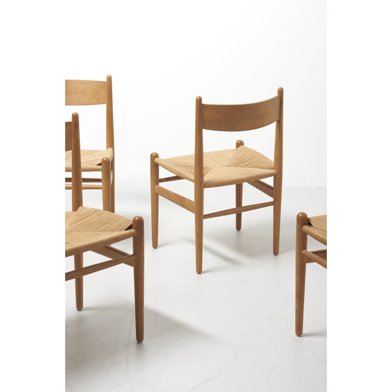 Lot de 5 chaises vintage de Hans J. Wegner pour Carl Hansen & Son Denmark 1960