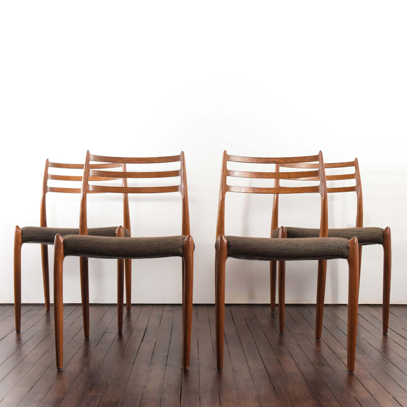 Set of 4 Niels Moller chairs in teak