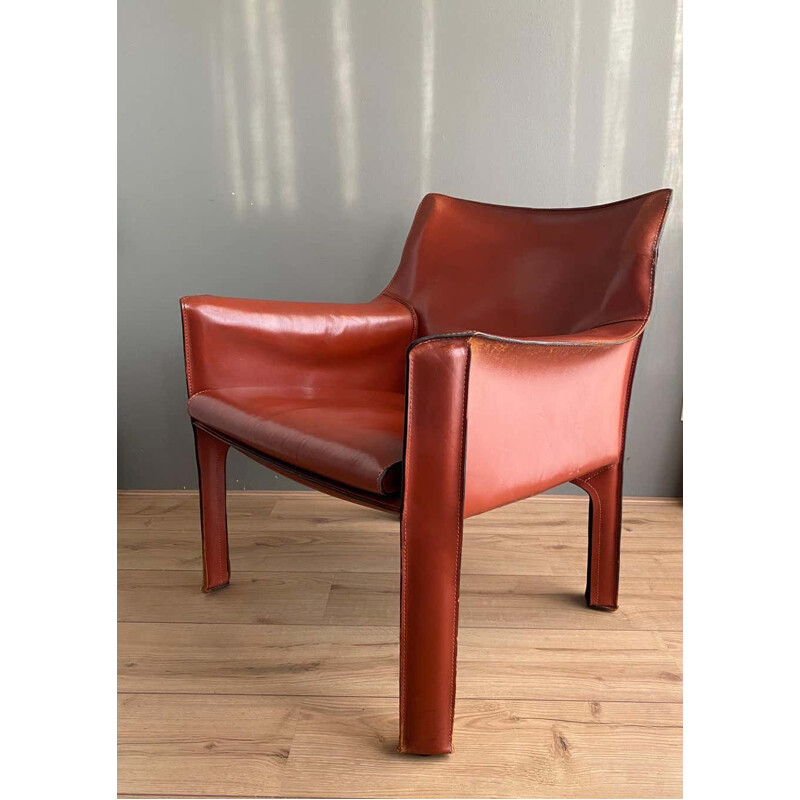 Vintage leather armchair by Mario Bellini 1970s