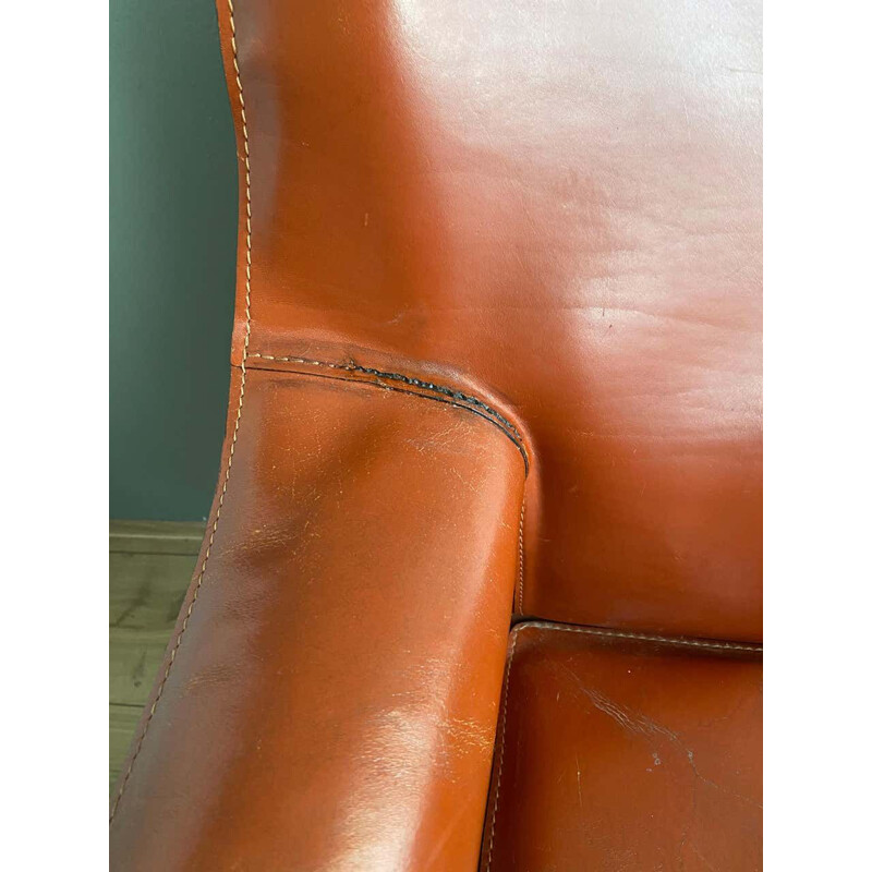 Vintage lederen fauteuil van Mario Bellini 1970