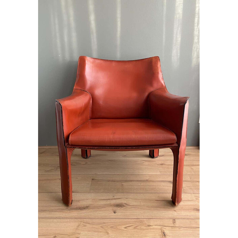 Vintage leather armchair by Mario Bellini 1970s