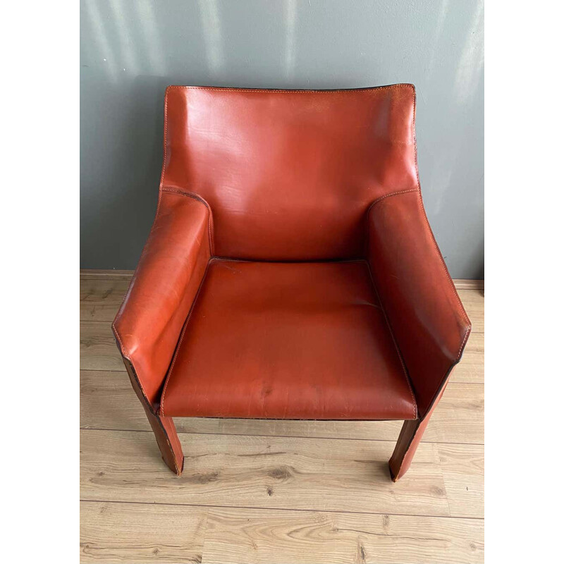 Vintage lederen fauteuil van Mario Bellini 1970