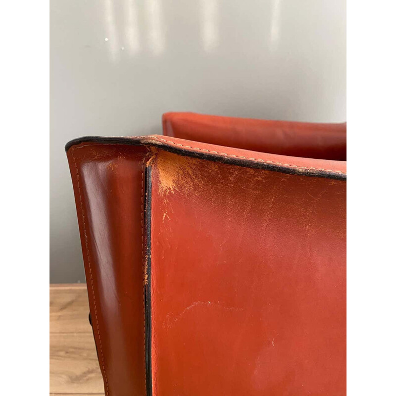 Vintage leather armchair by Mario Bellini 1970s