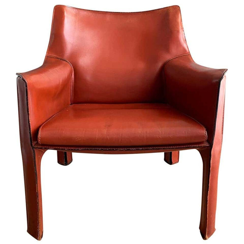 Vintage leather armchair by Mario Bellini 1970s