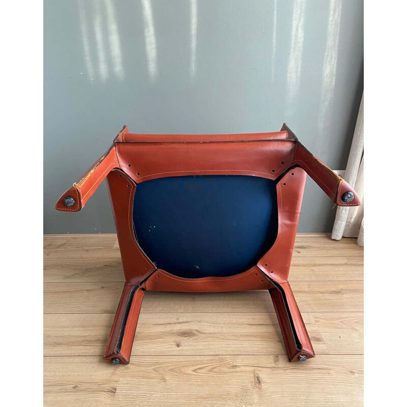 Vintage leather armchair by Mario Bellini 1970s