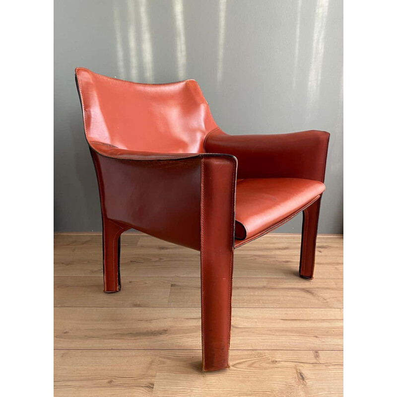 Vintage lederen fauteuil van Mario Bellini 1970