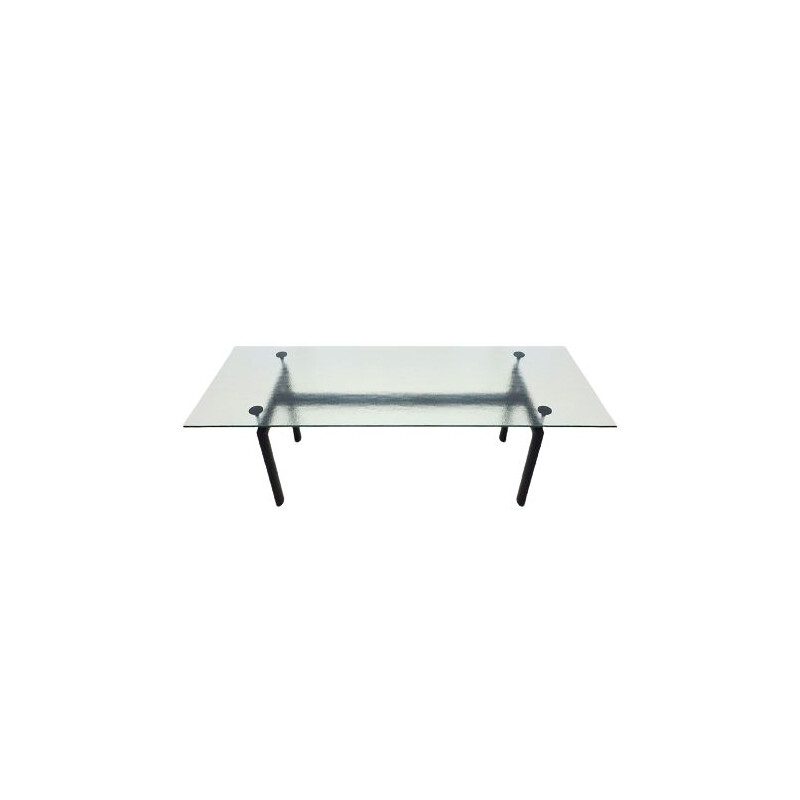 Table vintage LC6 avec plateau en verre de cristal, Le Corbusier pour Cassina