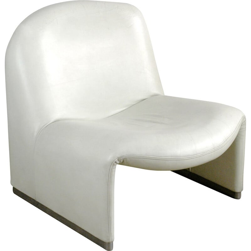 Chaise "Alky" italienne en cuir blanc et métal, Giancarlo PIRETTI - 1970