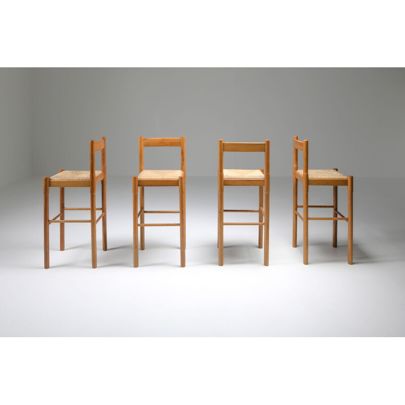 Set of 4 Vintage Carimate barstools by Vico Magistretti for Cassina 1962s