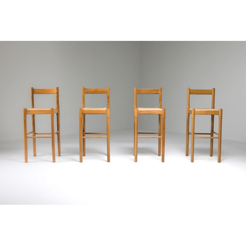 Set of 4 Vintage Carimate barstools by Vico Magistretti for Cassina 1962s