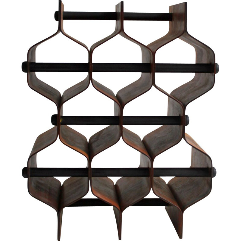 Vintage rosewood bottle holder by Thorsten Johansson for AB Formtra 1960s