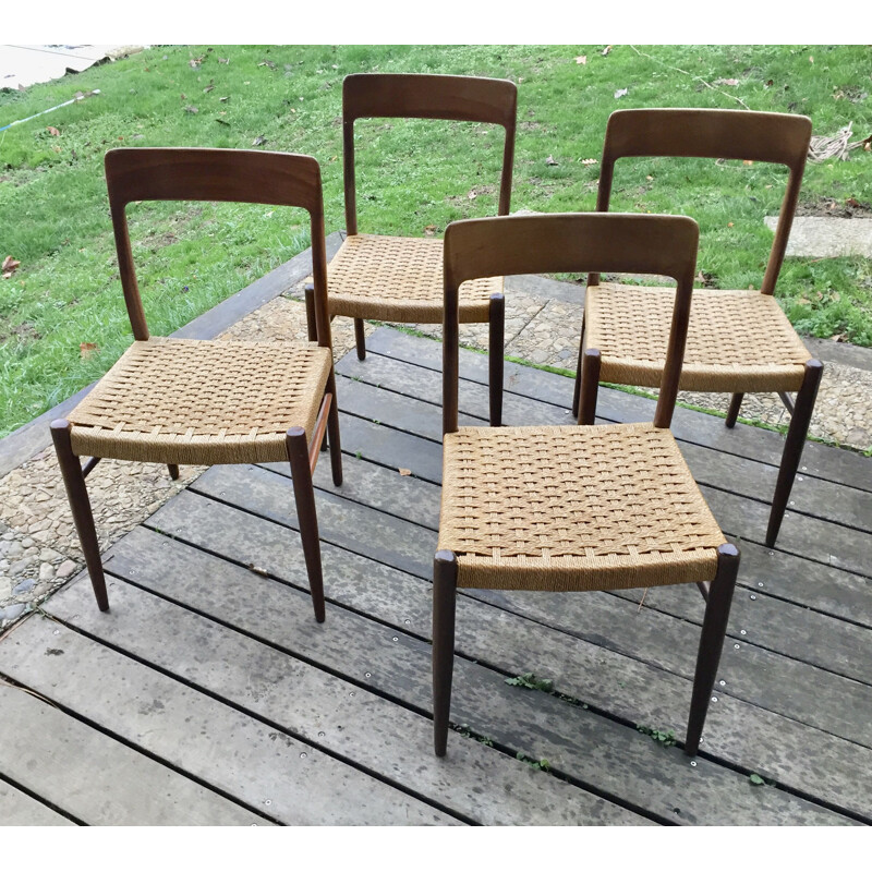 4 Vintage Chairs Model 75 Niels O Muller 1950