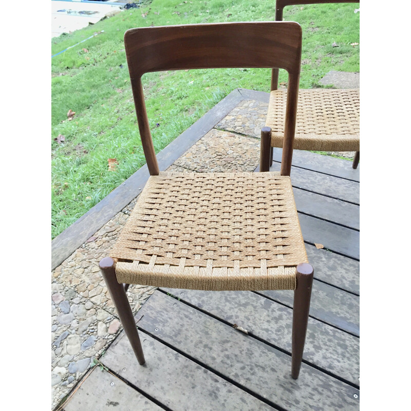 4 Vintage Chairs Model 75 Niels O Muller 1950