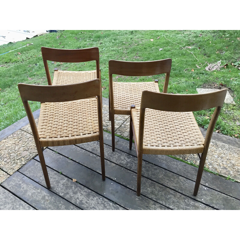 4 Vintage Chairs Model 75 Niels O Muller 1950