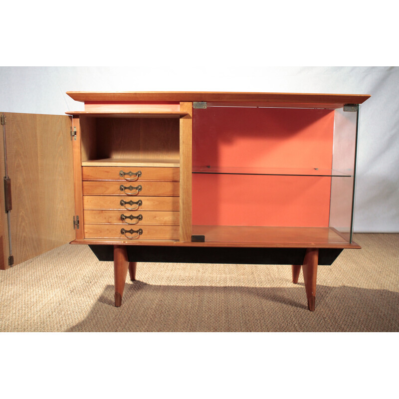 Little storage in cherrywood and glass - 1950s