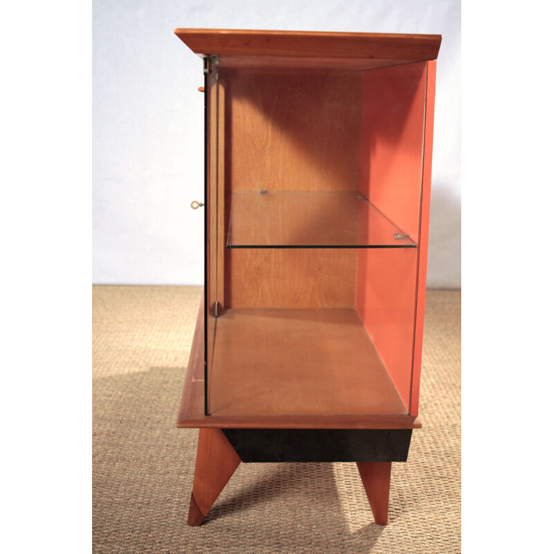 Little storage in cherrywood and glass - 1950s