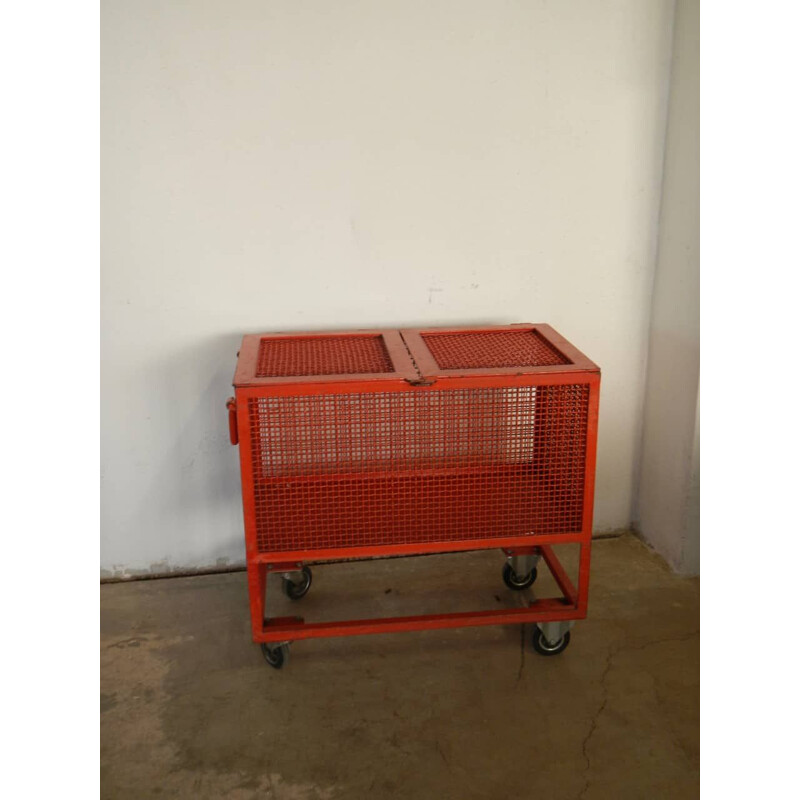 Vintage red metal cart 1970