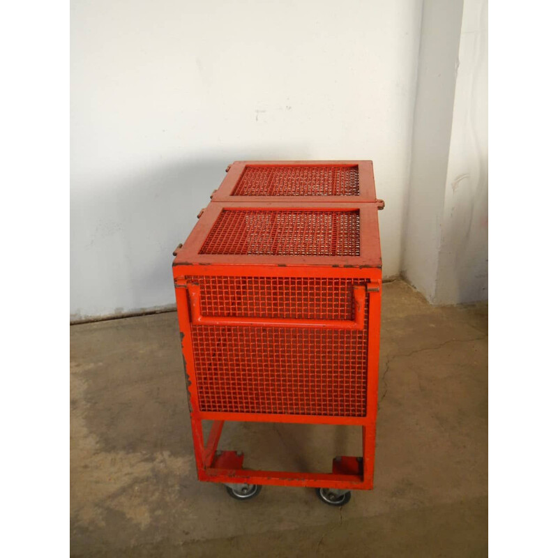 Vintage red metal cart 1970