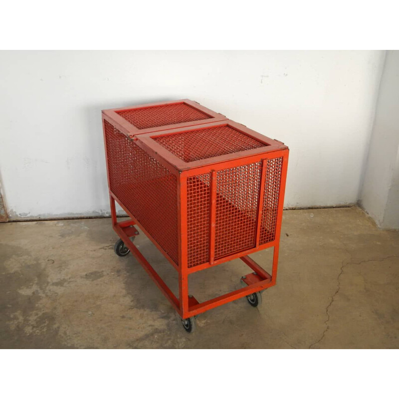 Vintage red metal cart 1970