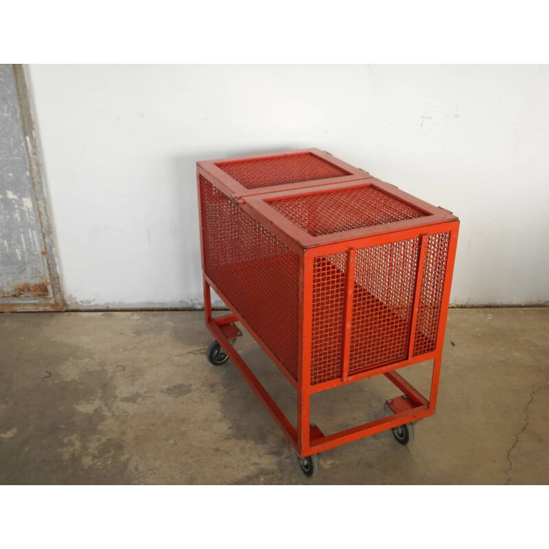 Vintage red metal cart 1970