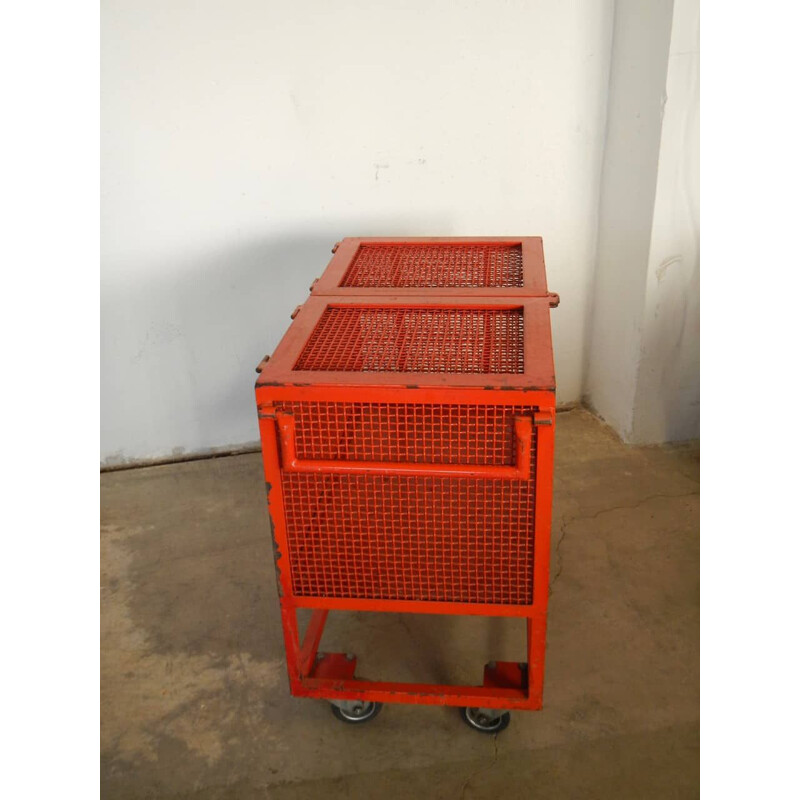 Vintage red metal cart 1970