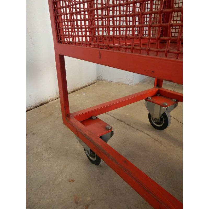 Vintage red metal cart 1970