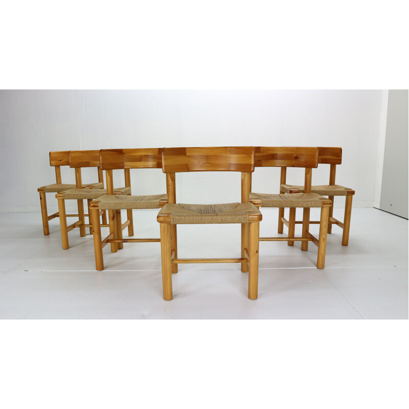  Set of 6 Vintage Dining Room Chairs Raineraumiller for Hirtshals Sawmill, Denmark 1970