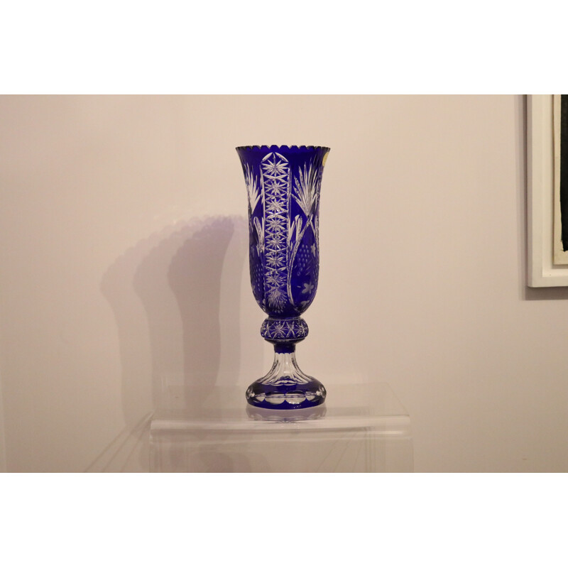 Ein Paar Vintage-Vasen aus mundgeblasenem und handgefertigtem böhmischem Kristall, Frankreich 1950