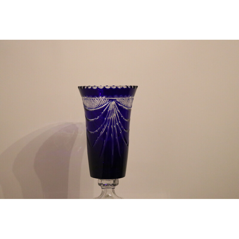 Ein Paar Vintage-Vasen aus mundgeblasenem und handgefertigtem böhmischem Kristall, Frankreich 1950