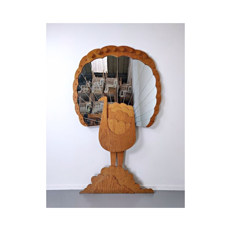 Large vintage Mirror To Mario Ceroli, 1970s