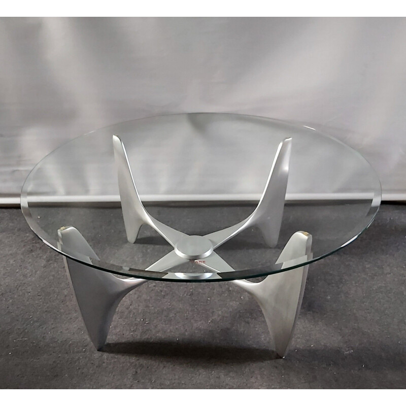 Vintage coffee table in solid aluminum by Knut Hesterberg for Ronald Schmitt, 1970