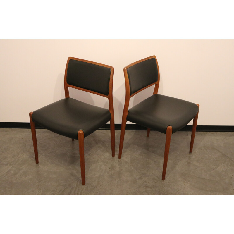 Pair of vintage chairs model 80 N.O. Möller Denmark 1950's