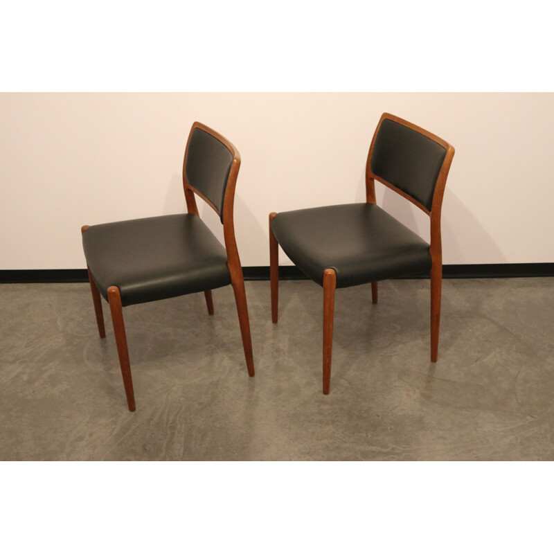 Pair of vintage chairs model 80 N.O. Möller Denmark 1950's