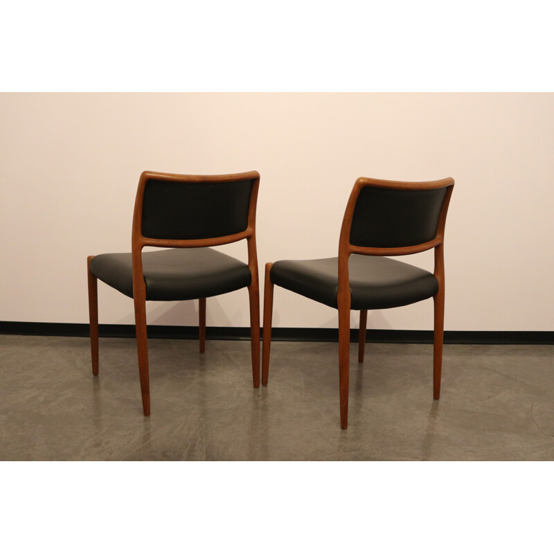 Pair of vintage chairs model 80 N.O. Möller Denmark 1950's