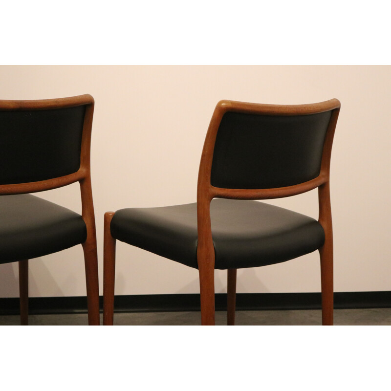 Pair of vintage chairs model 80 N.O. Möller Denmark 1950's