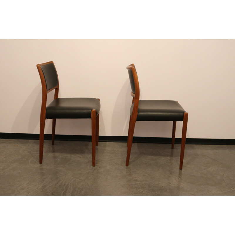 Pair of vintage chairs model 80 N.O. Möller Denmark 1950's