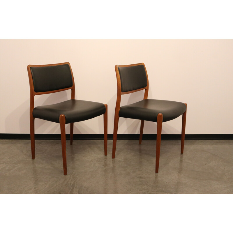 Pair of vintage chairs model 80 N.O. Möller Denmark 1950's