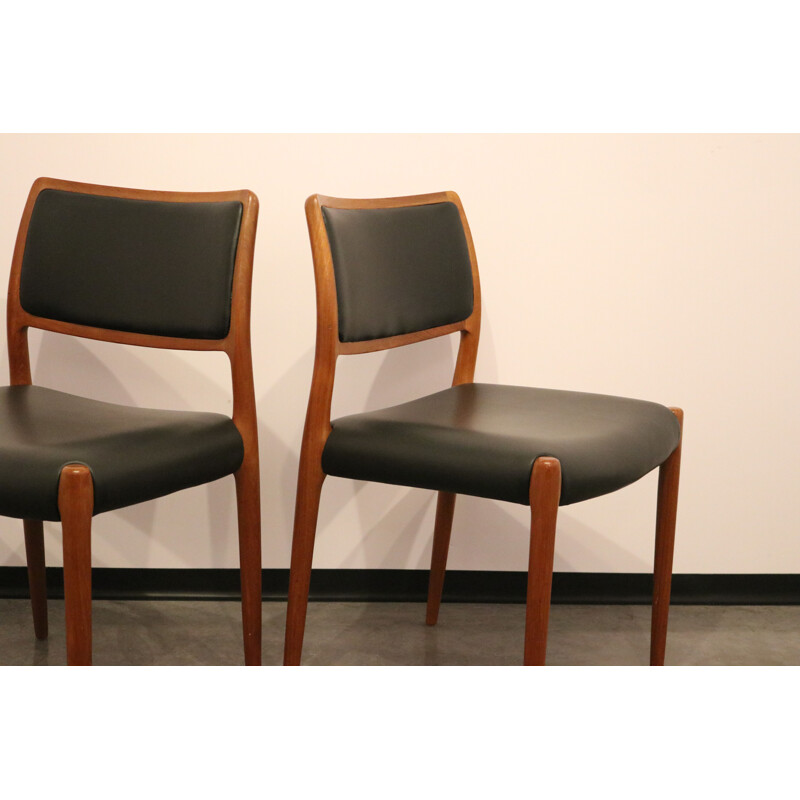 Pair of vintage chairs model 80 N.O. Möller Denmark 1950's