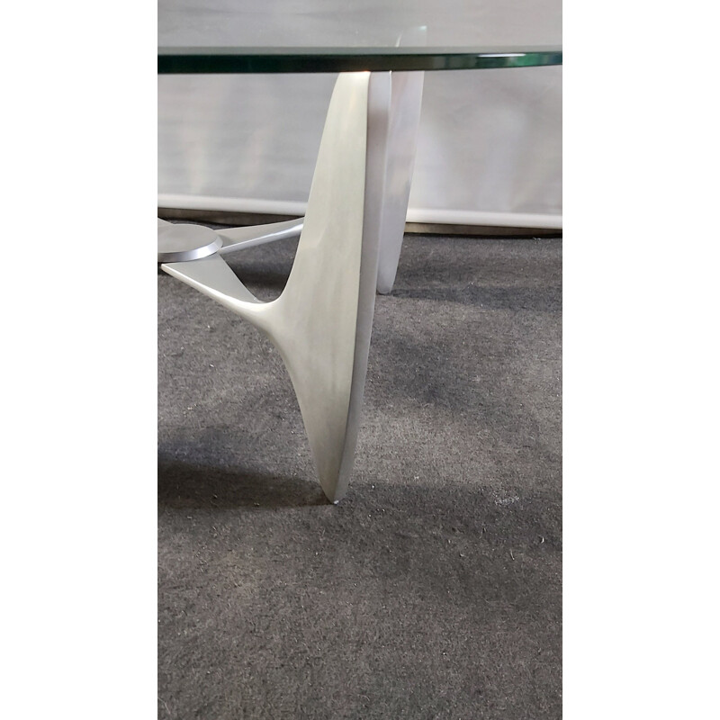 Vintage coffee table in solid aluminum by Knut Hesterberg for Ronald Schmitt, 1970