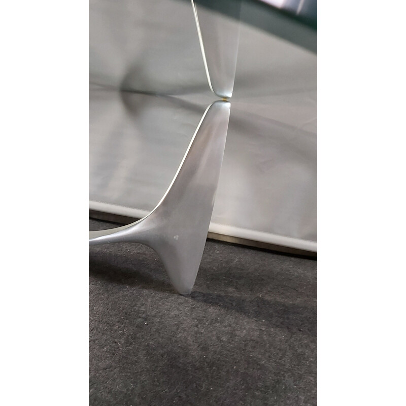 Vintage coffee table in solid aluminum by Knut Hesterberg for Ronald Schmitt, 1970