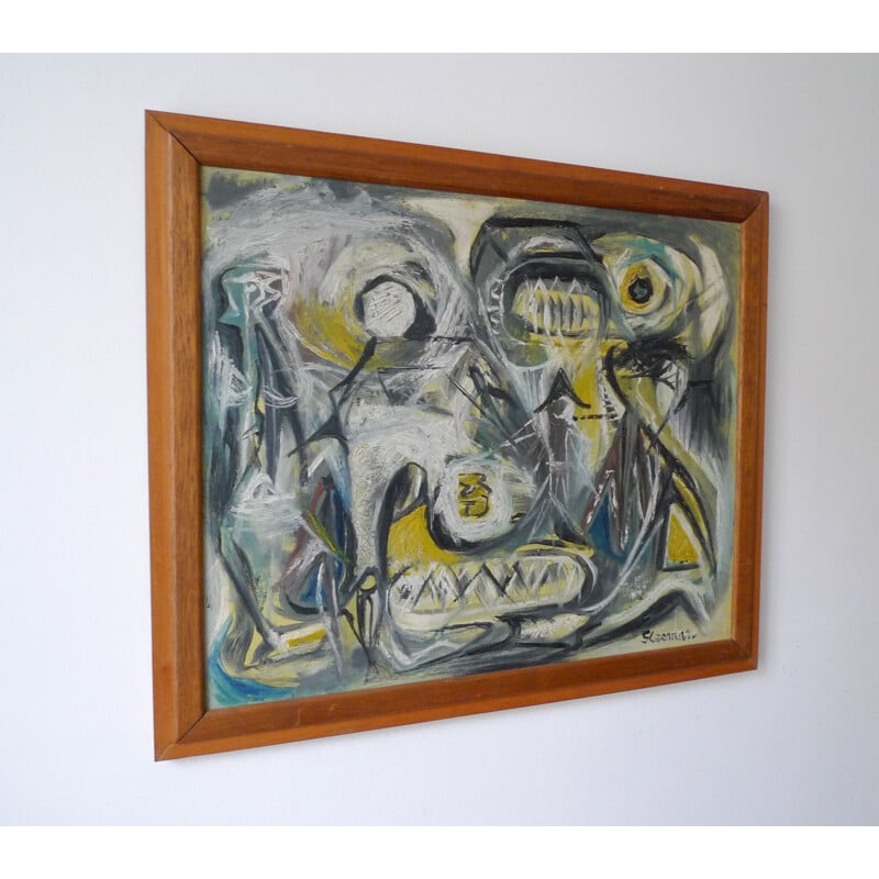 Mid 20th Century Abstract Oil on Board Painting By Keith Sleeman, British 1960s