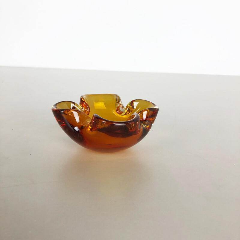 Cendrier à coquille vintage Seguso Murano, verre de Murano 'Honey' Italie 1970